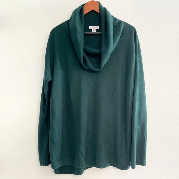 Calvin Klein Green Cowl Neck Sweater Tunic - Picture 1 of 6